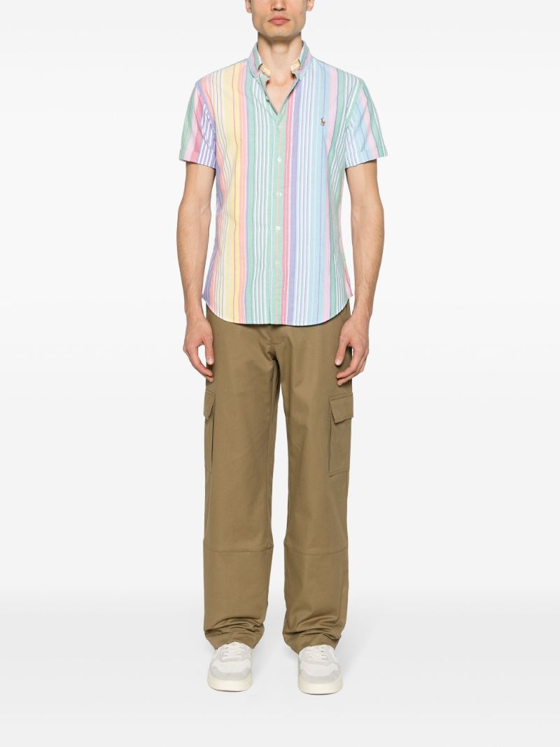 Multicolour Striped Short-sleeved Cotton Shirt