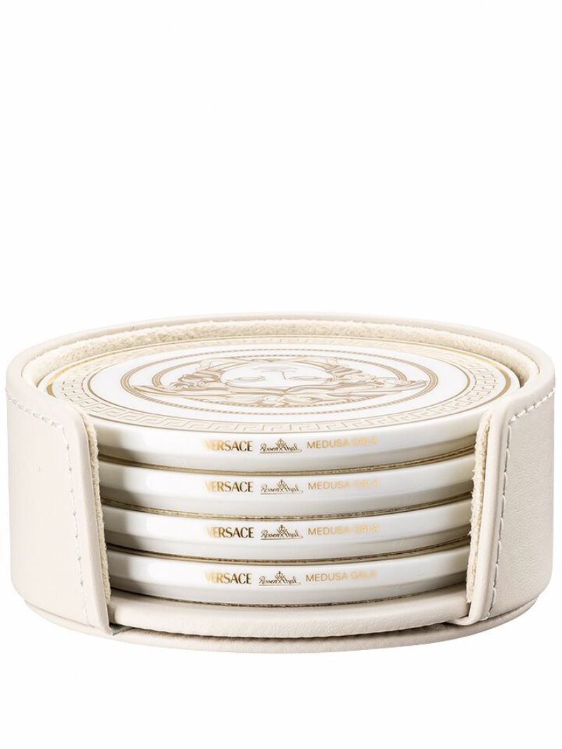 White Medusa Gala Porcelain Coaster Set