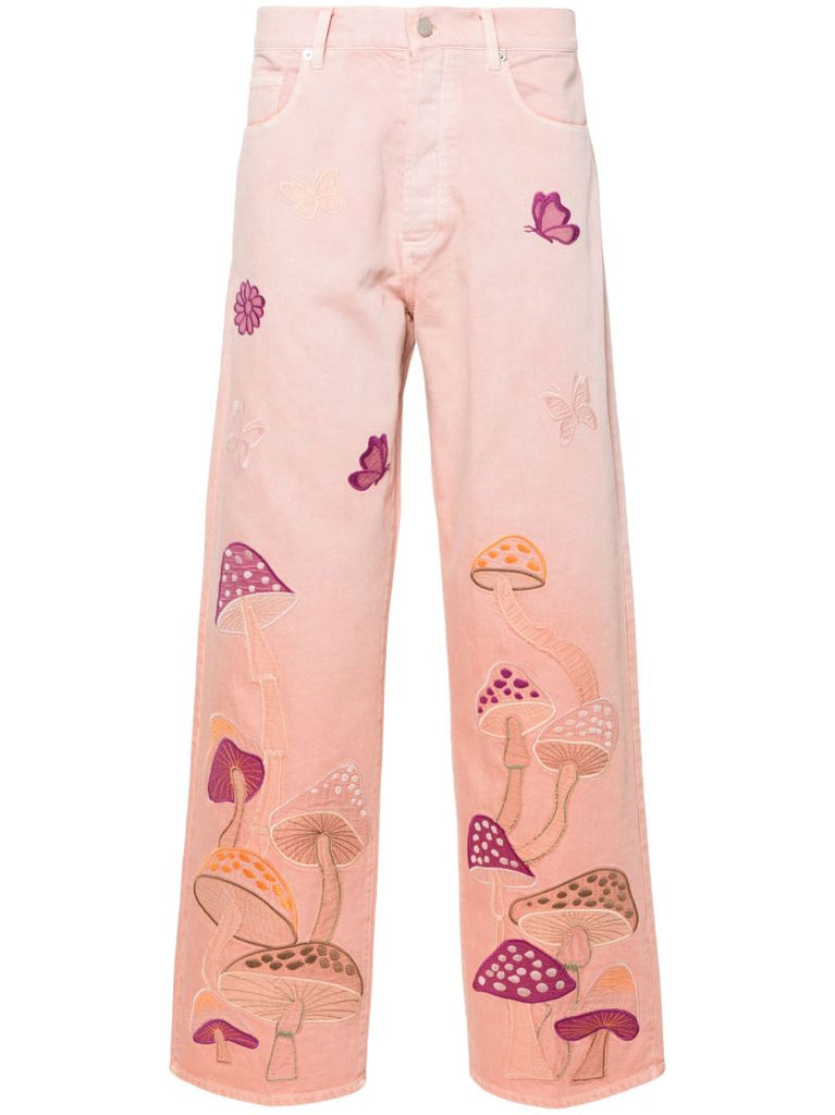 Pink Psychedelic Mid-rise Straight-leg Jeans