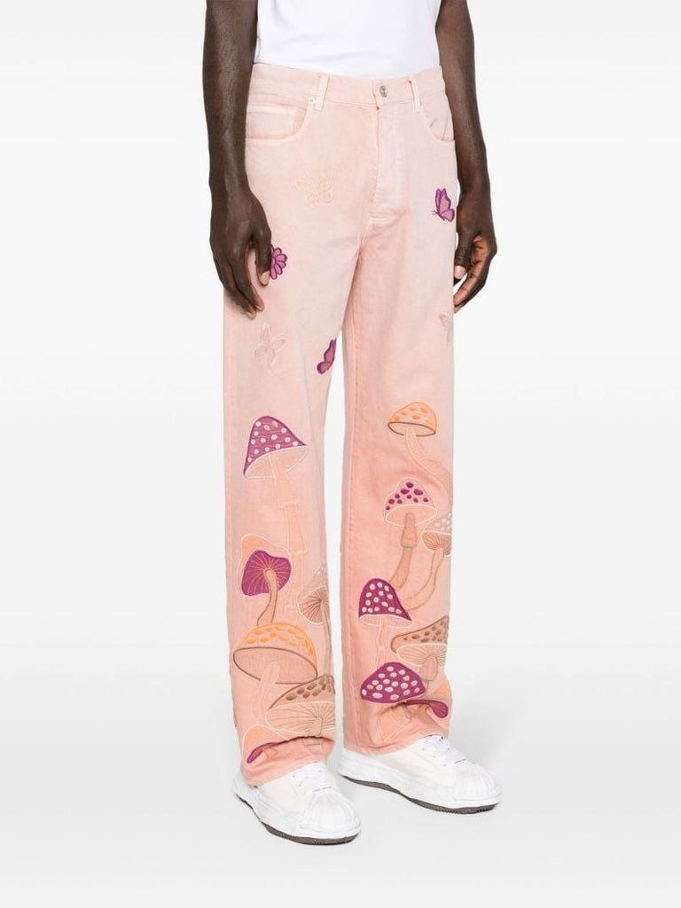 Pink Psychedelic Mid-rise Straight-leg Jeans