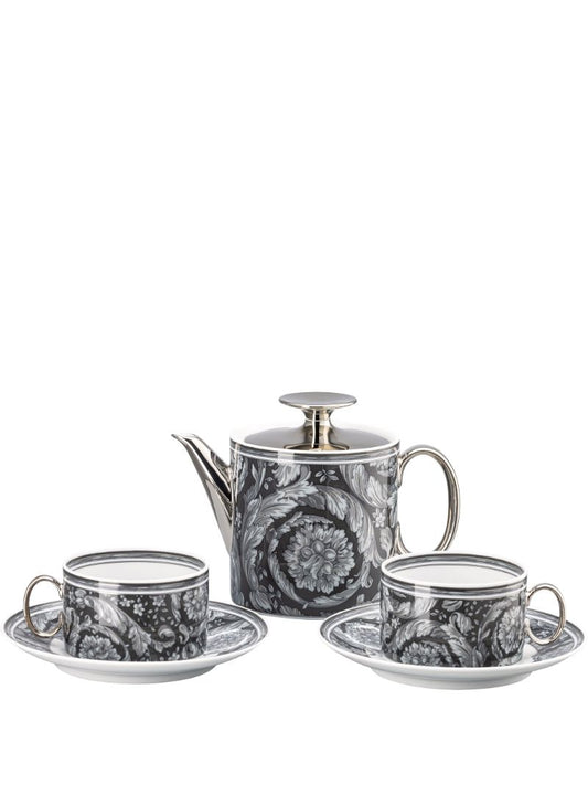 Black Barocco Haze Porcelain Tea Set