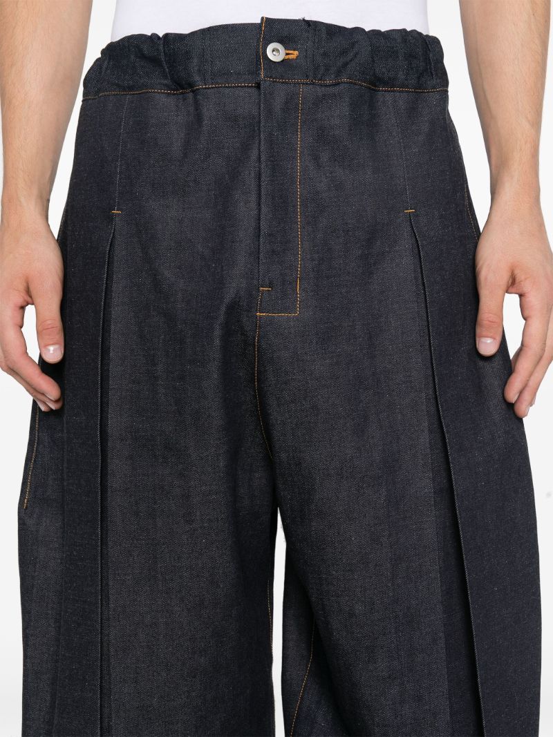 Blue Box-pleat Jeans