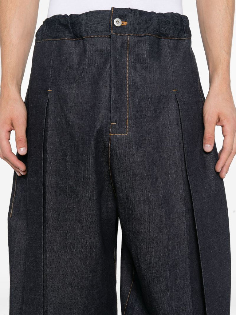 Blue Box-pleat Jeans