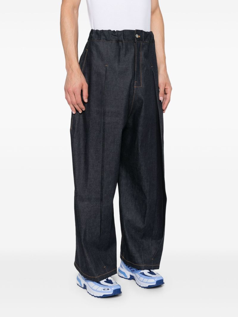 Blue Box-pleat Jeans