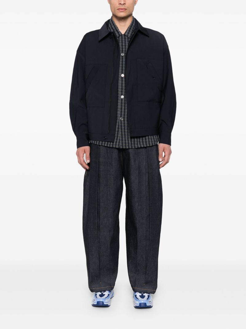 Blue Box-pleat Jeans