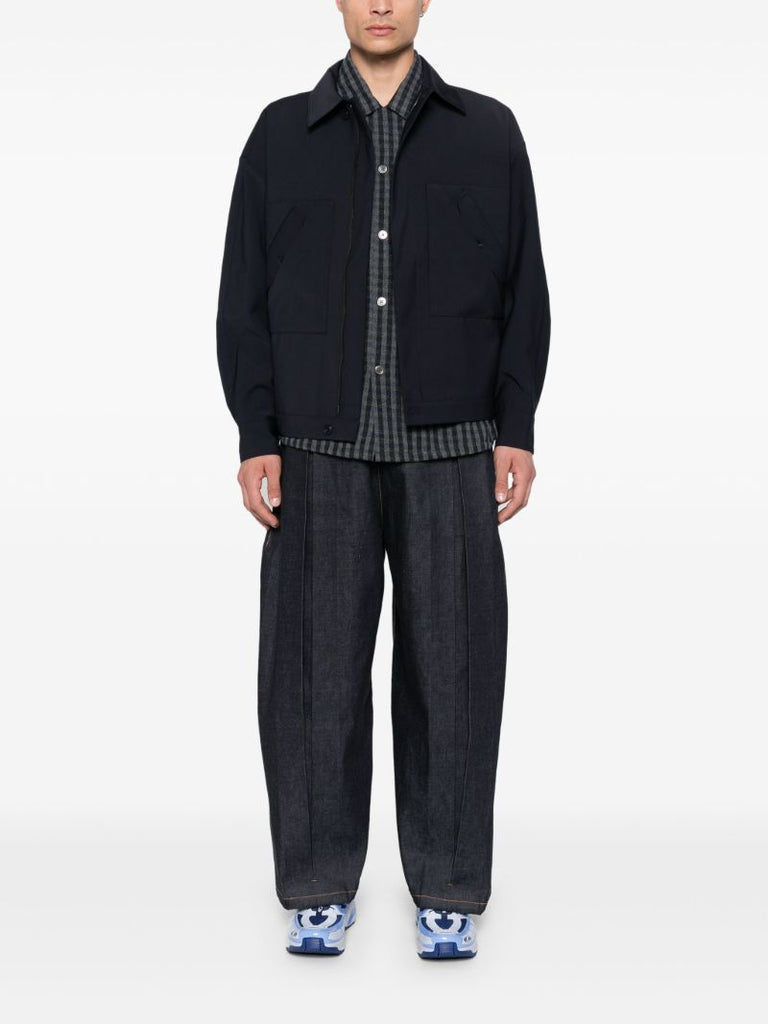 Blue Box-pleat Jeans