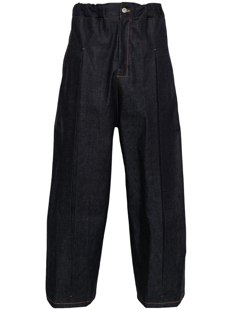 Blue Box-pleat Jeans