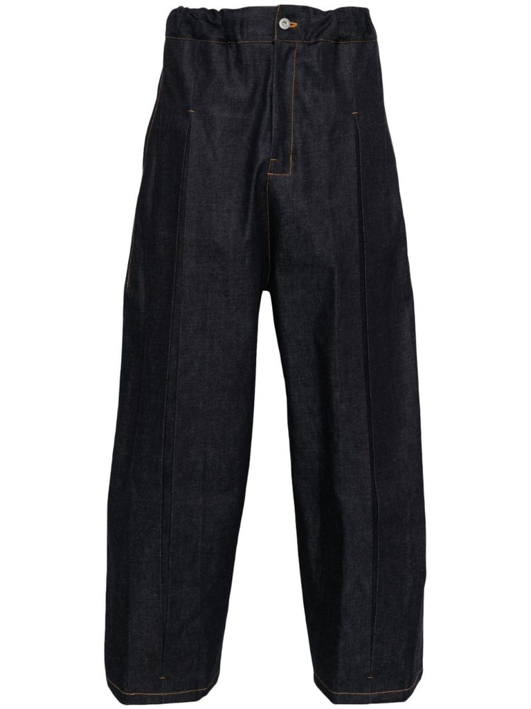 Blue Box-pleat Jeans