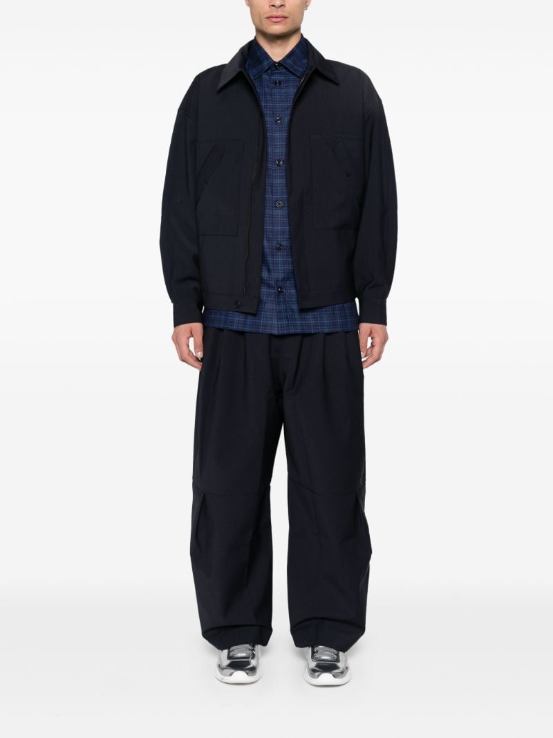 Blue Box-pleat Trousers