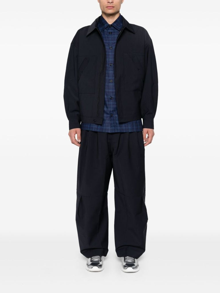 Blue Box-pleat Trousers
