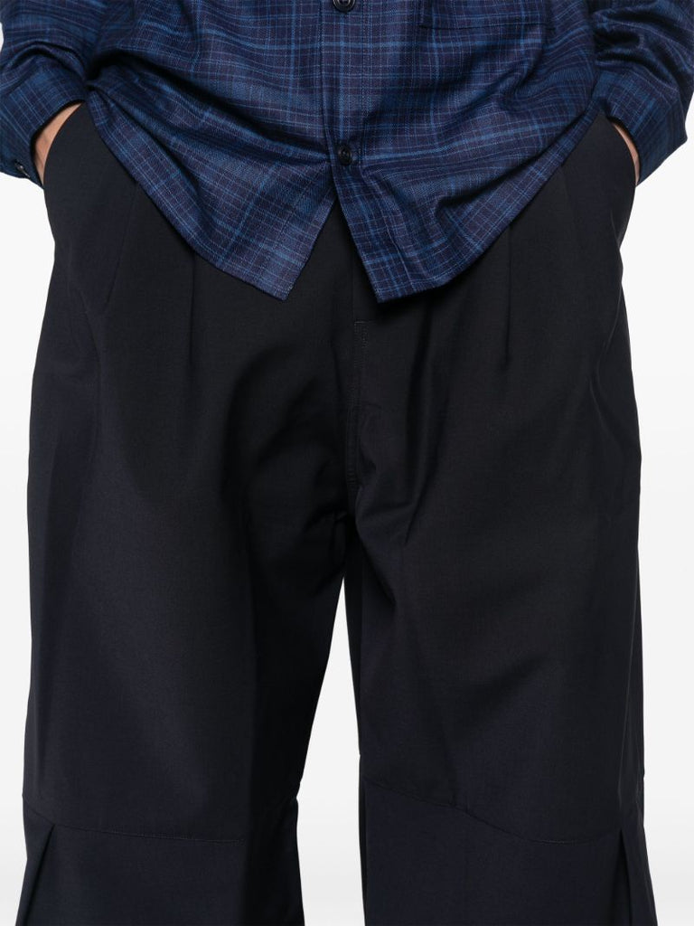 Blue Box-pleat Trousers