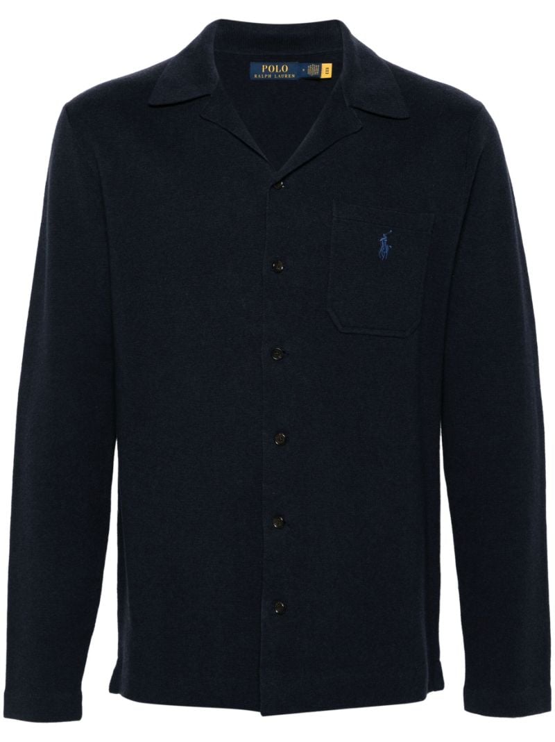 Navy Blue Pony Embroidery Shirt