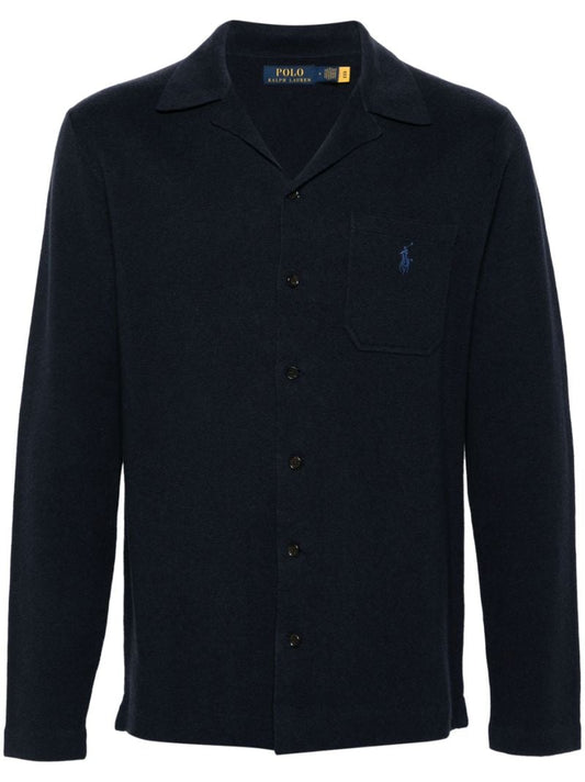 Navy Blue Pony Embroidery Shirt