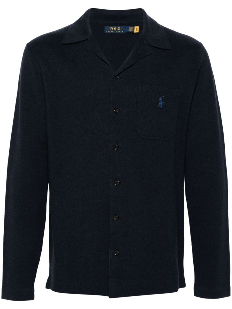 Navy Blue Pony Embroidery Shirt