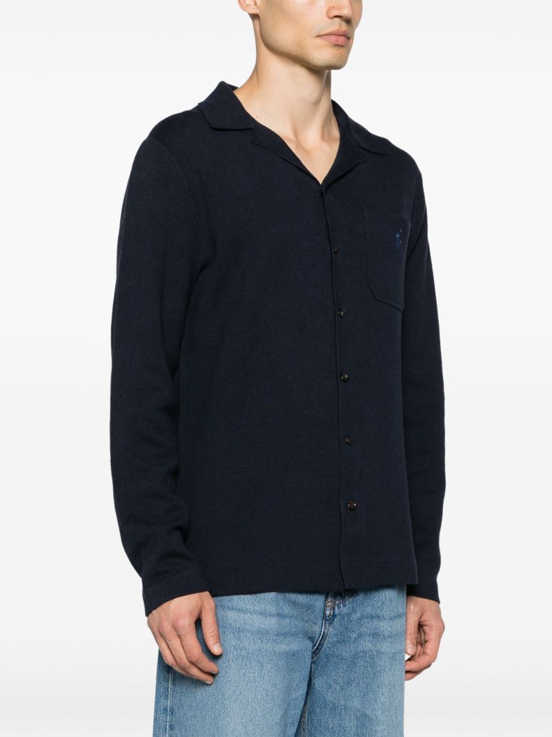 Navy Blue Pony Embroidery Shirt
