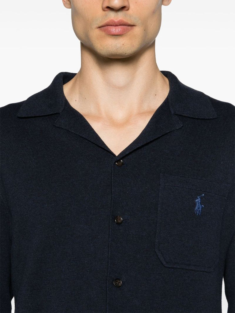 Navy Blue Pony Embroidery Shirt