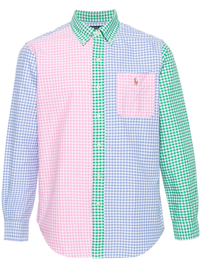 Pink, Green and Blue Checkered Logo Patch Shirt