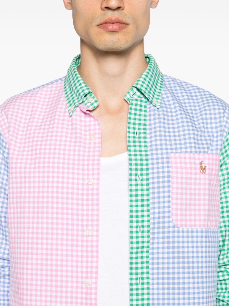 Pink, Green and Blue Checkered Logo Patch Shirt