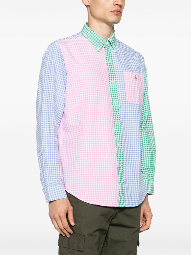 Pink, Green and Blue Checkered Logo Patch Shirt