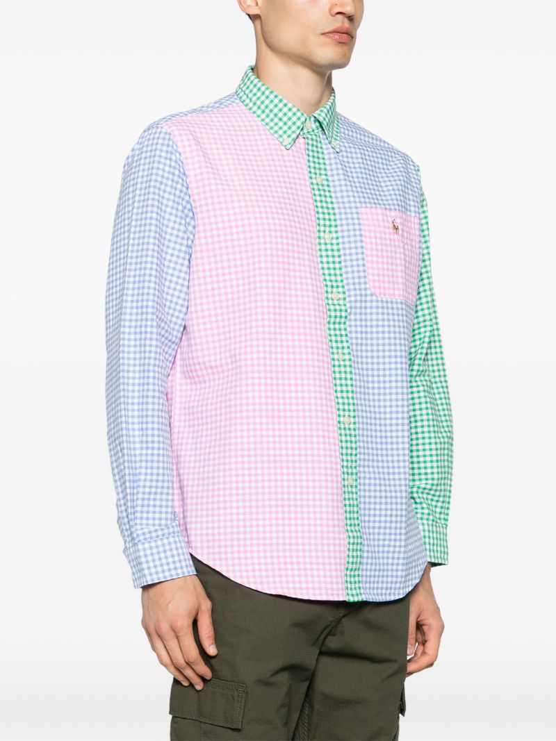 Pink, Green and Blue Checkered Logo Patch Shirt