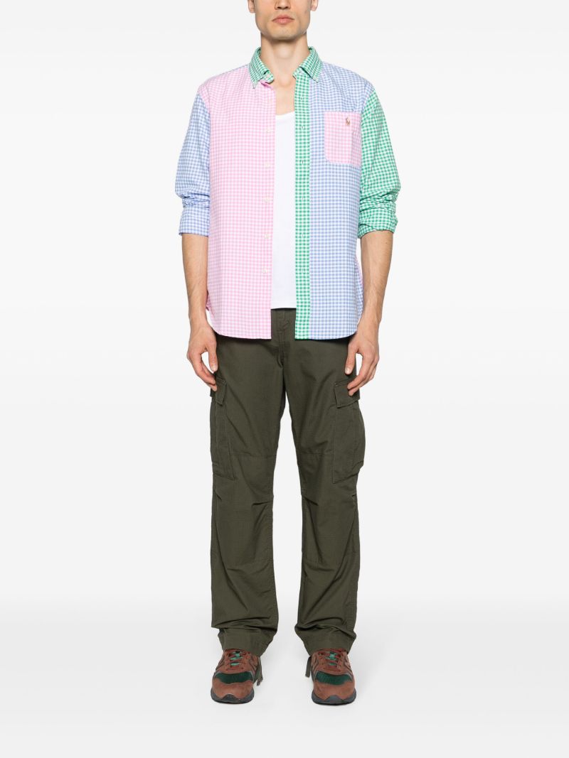 Pink, Green and Blue Checkered Logo Patch Shirt