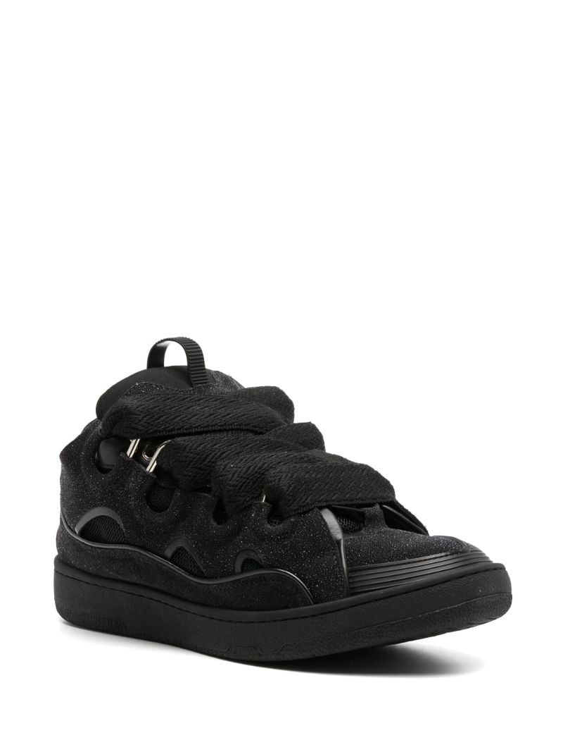 Black Curb Glitter Leather Sneakers