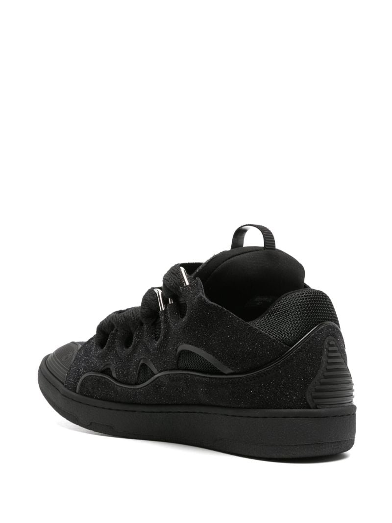 Black Curb Glitter Leather Sneakers