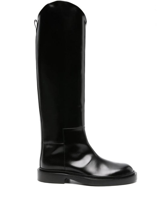 Black Knee-high Leather Boots
