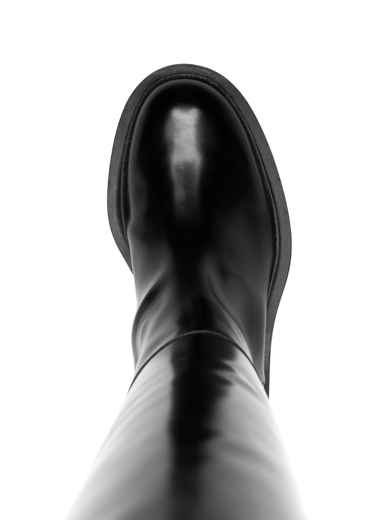 Black Knee-high Leather Boots