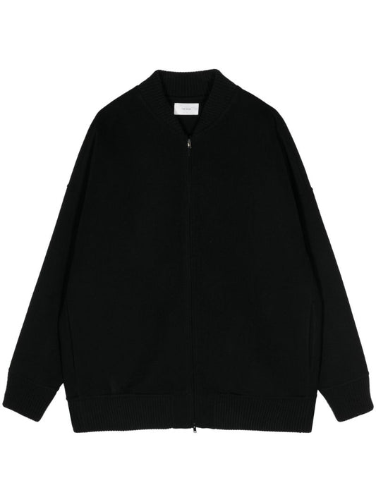 Black Zip-up Cashmere Cardigan