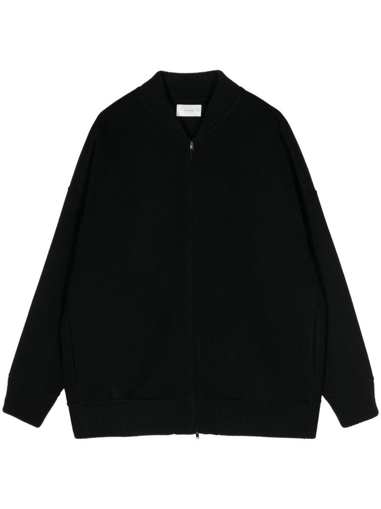Black Zip-up Cashmere Cardigan