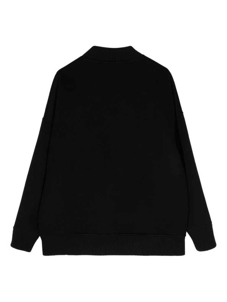 Black Zip-up Cashmere Cardigan