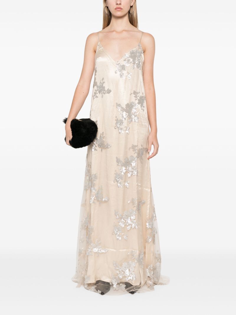 Sequinned Floral Maxi Dress