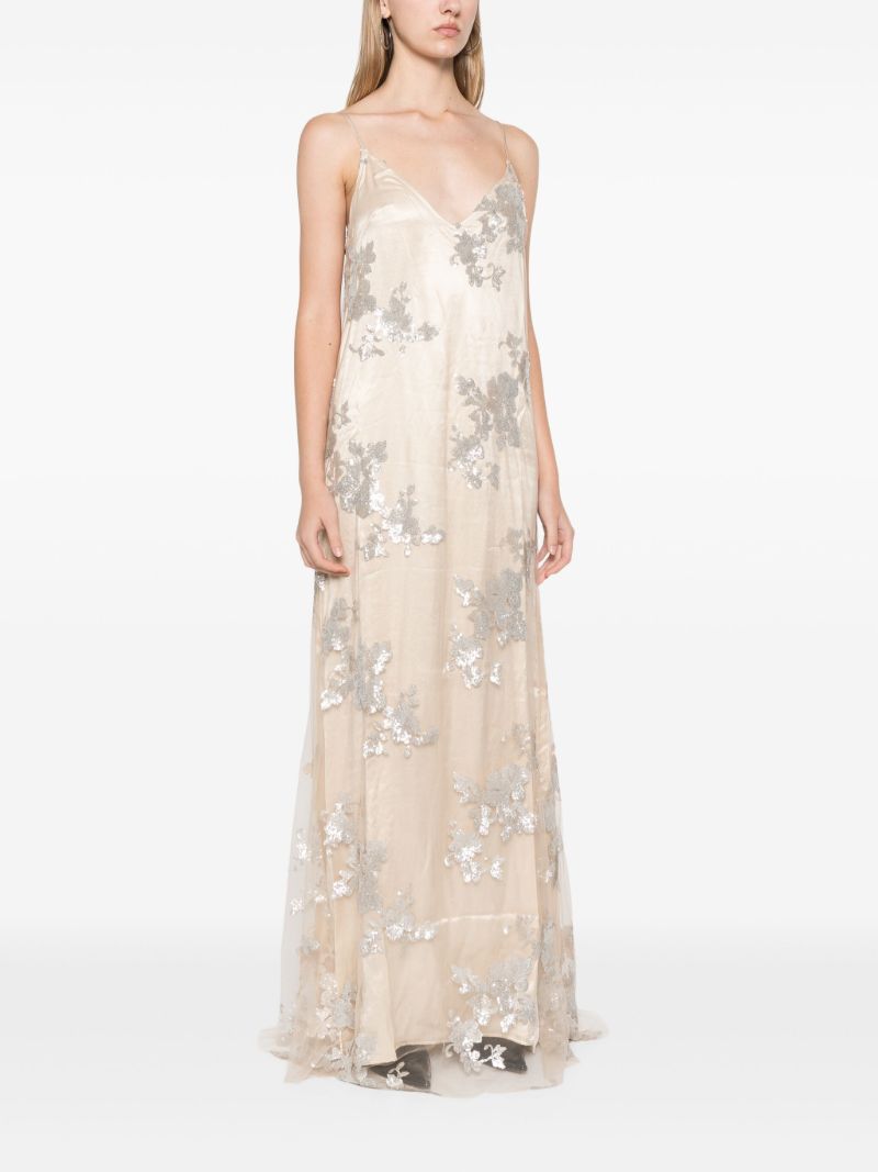 Sequinned Floral Maxi Dress