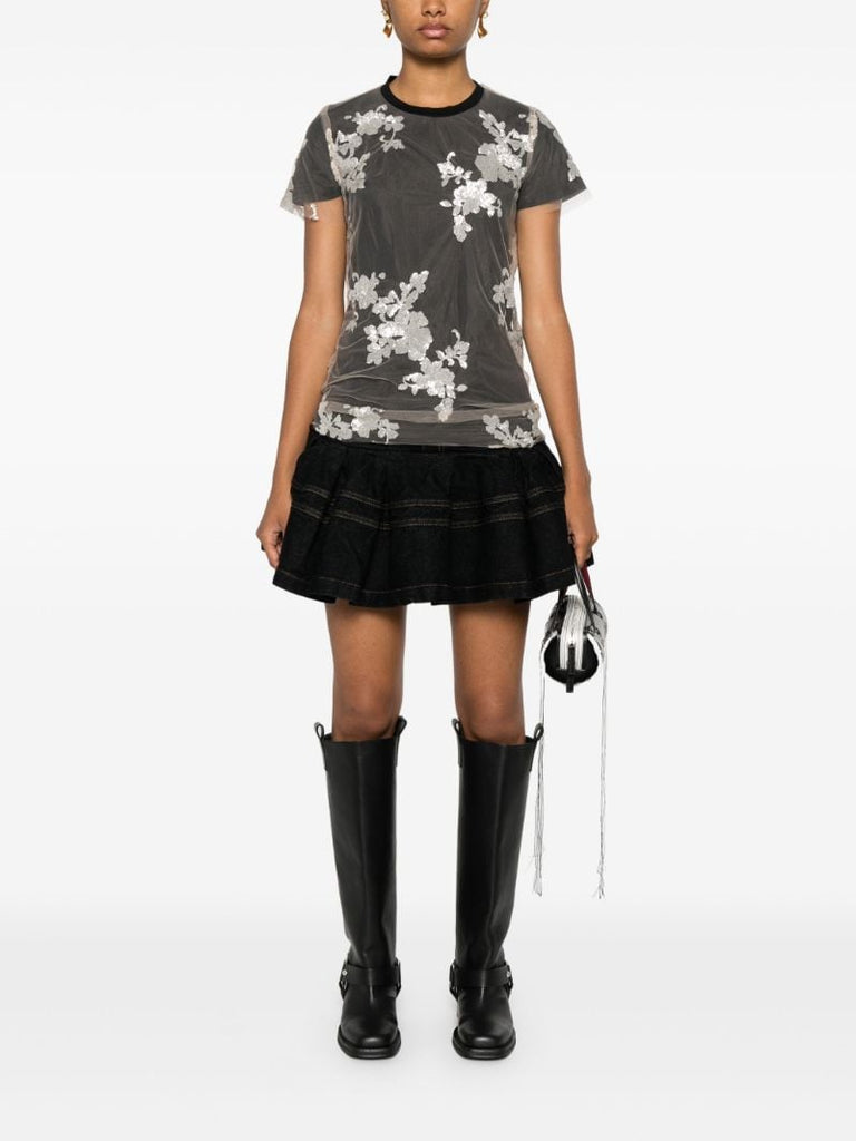 Ruffled Denim Skirt