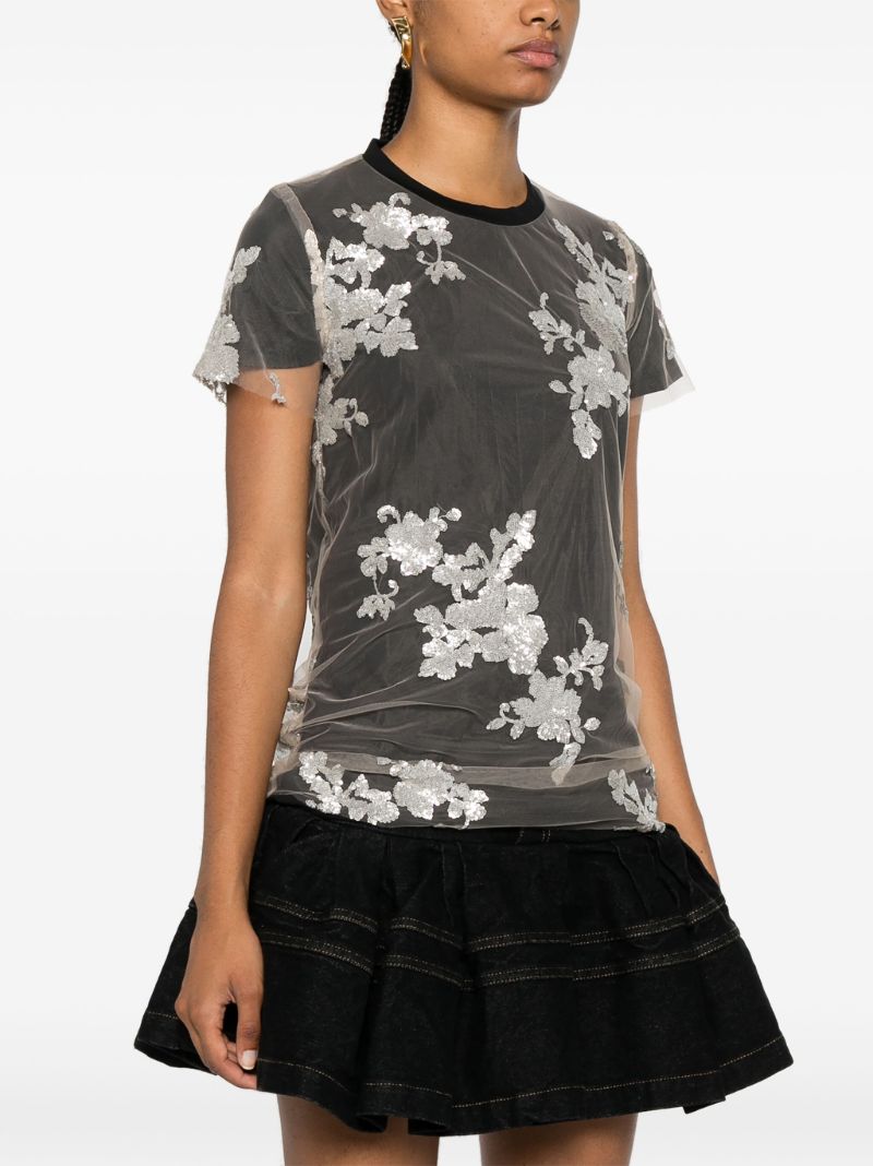 Sequinned Floral T-shirt
