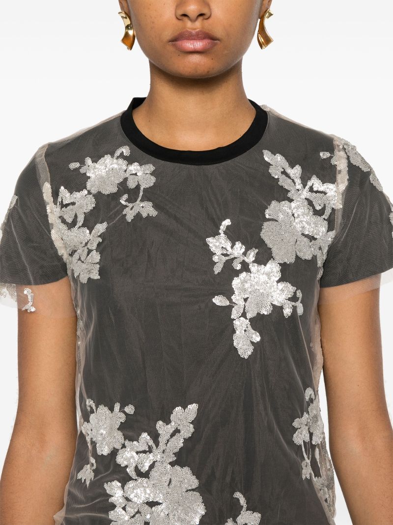 Sequinned Floral T-shirt