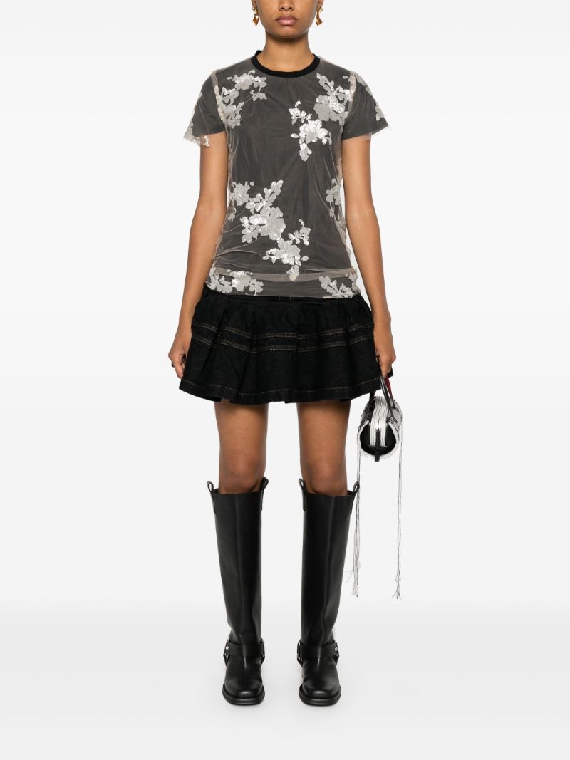 Sequinned Floral T-shirt