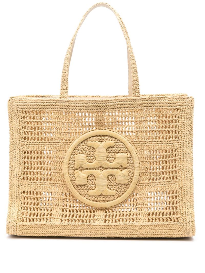 Neutral Ella Straw Crochet Tote Bag
