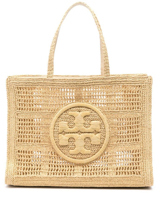 Neutral Ella Straw Crochet Tote Bag