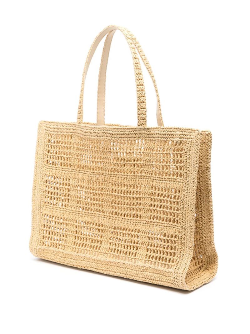 Neutral Ella Straw Crochet Tote Bag