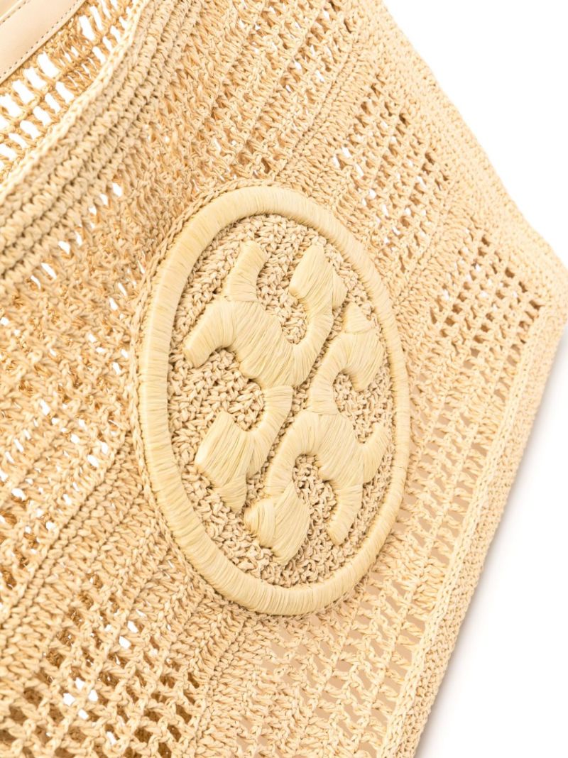 Neutral Ella Straw Crochet Tote Bag