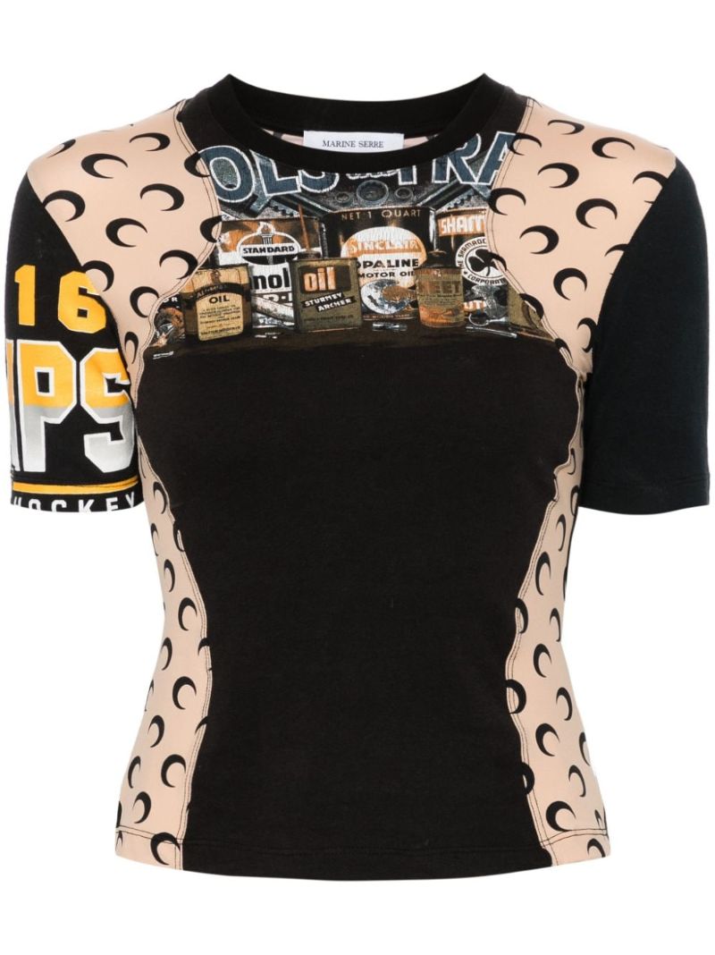 Black Regenerated Panelled Cotton T-shirt