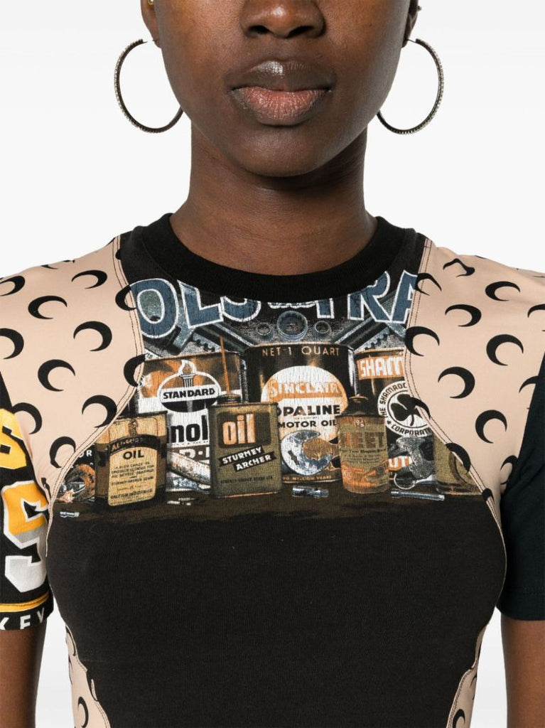 Black Regenerated Panelled Cotton T-shirt
