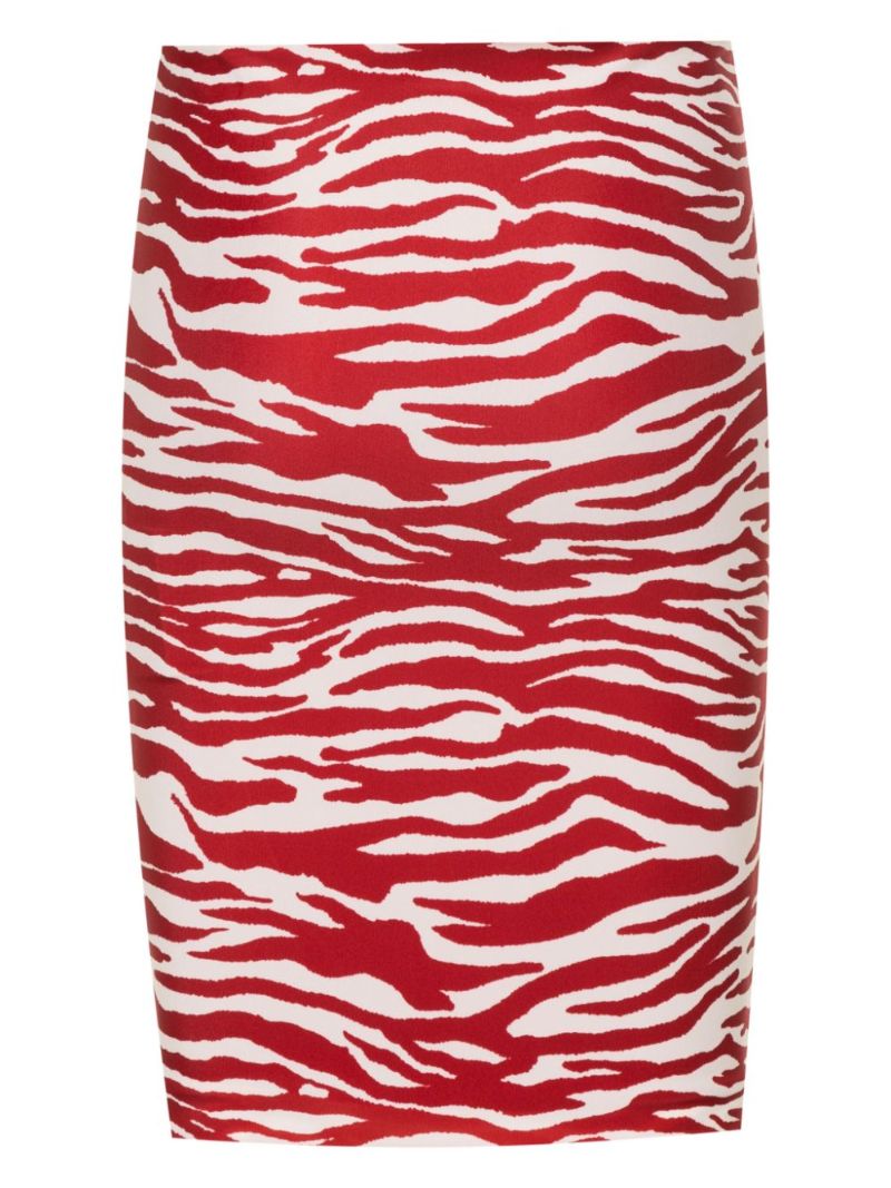 Red Zebra-print Mini Skirt