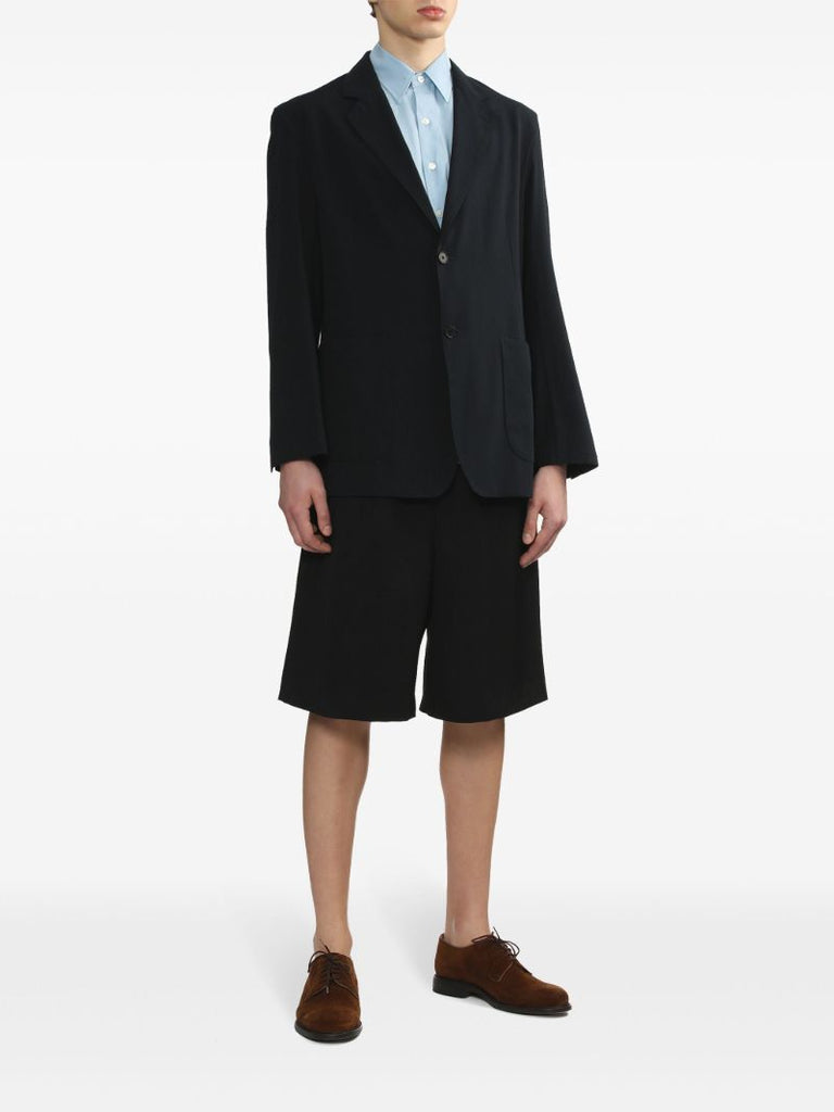 Navy Blue Notched Lapels Blazer