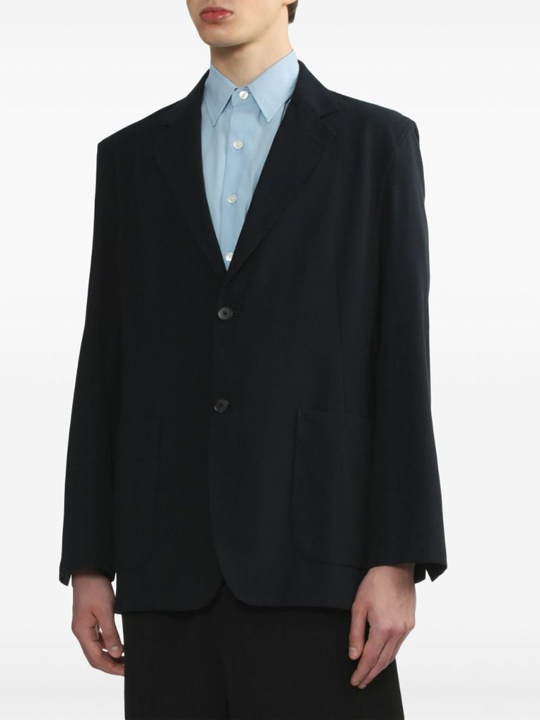 Navy Blue Notched Lapels Blazer