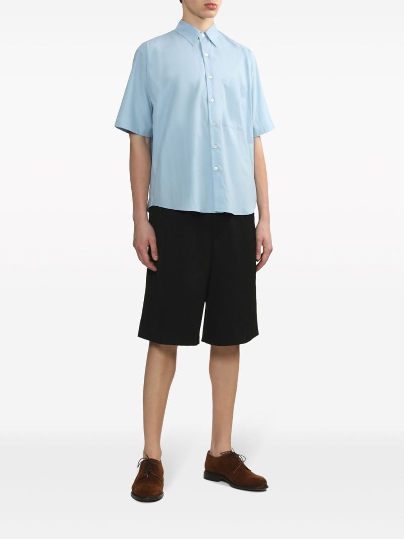 Sax Blue Short-sleeved Cotton Shirt