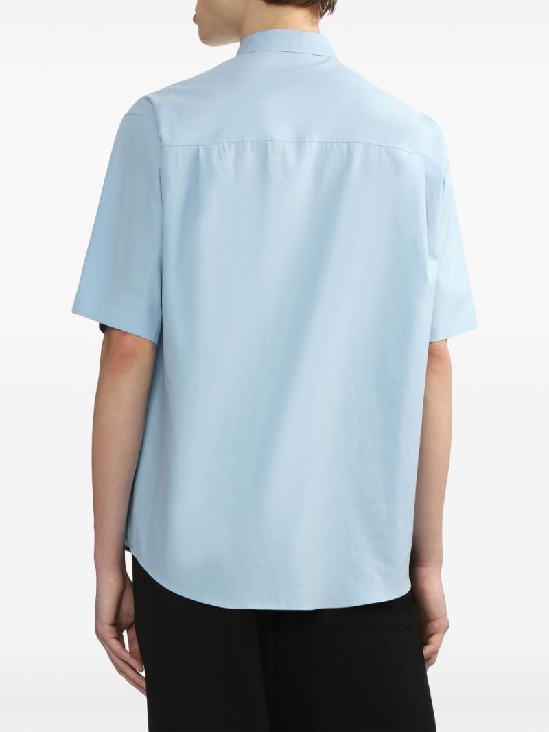 Sax Blue Short-sleeved Cotton Shirt