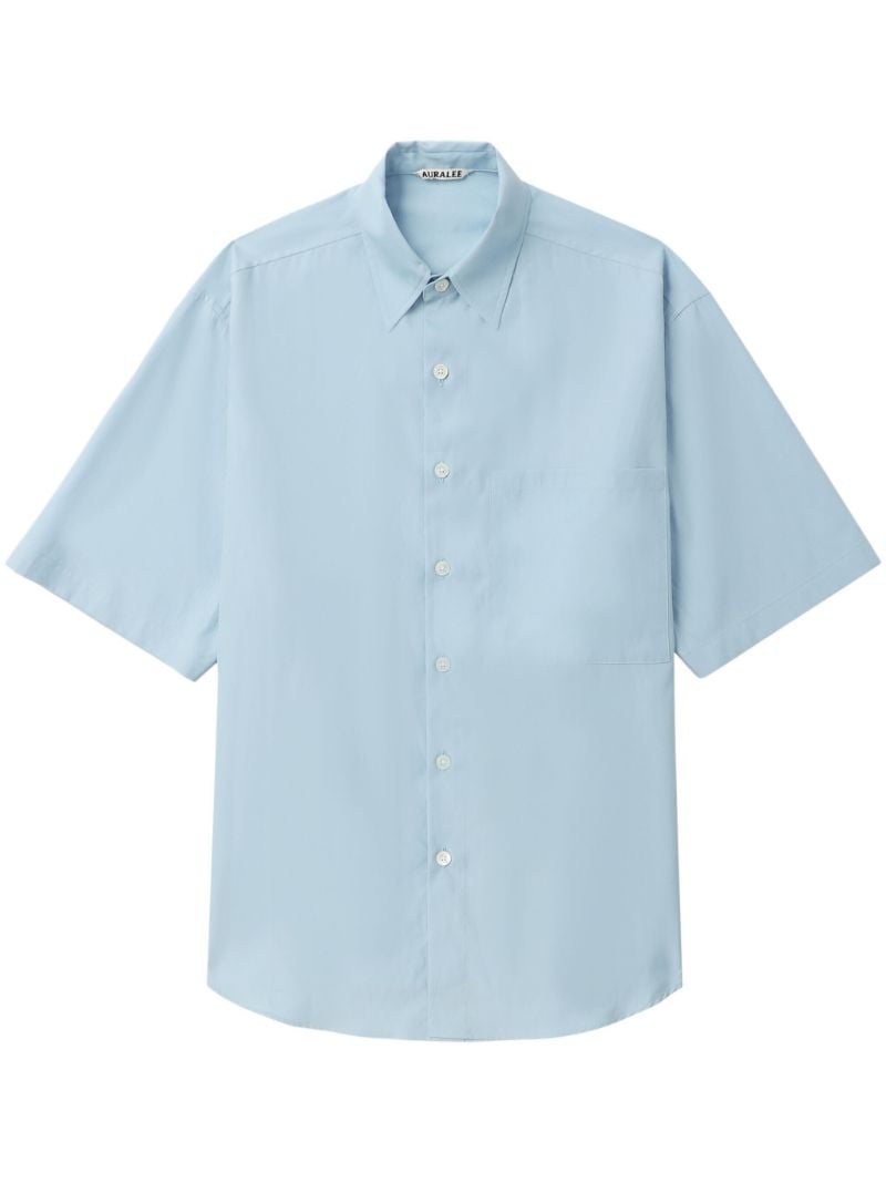 Sax Blue Short-sleeved Cotton Shirt